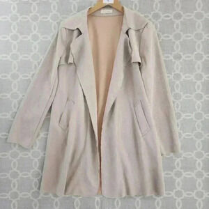 Anthropologie Solitaire Open Front Long Cardigan‎ Beige Women's L